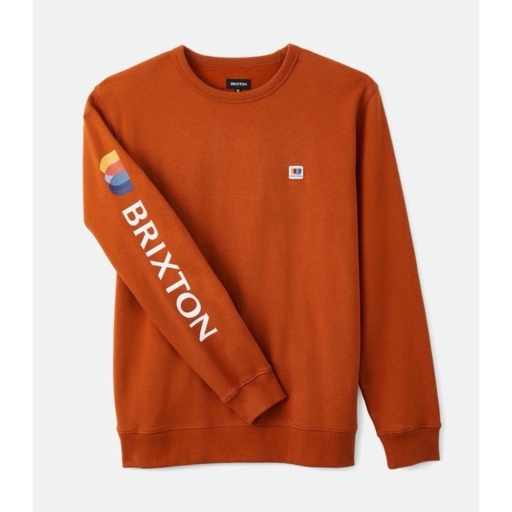 Brixton Mens Alton Crew Sweatshirt Color Caramel Size XL